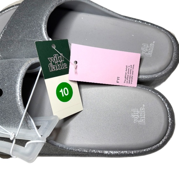 NWT Wild Fable Silver Glitter Platform Slides - Picture 2 of 6